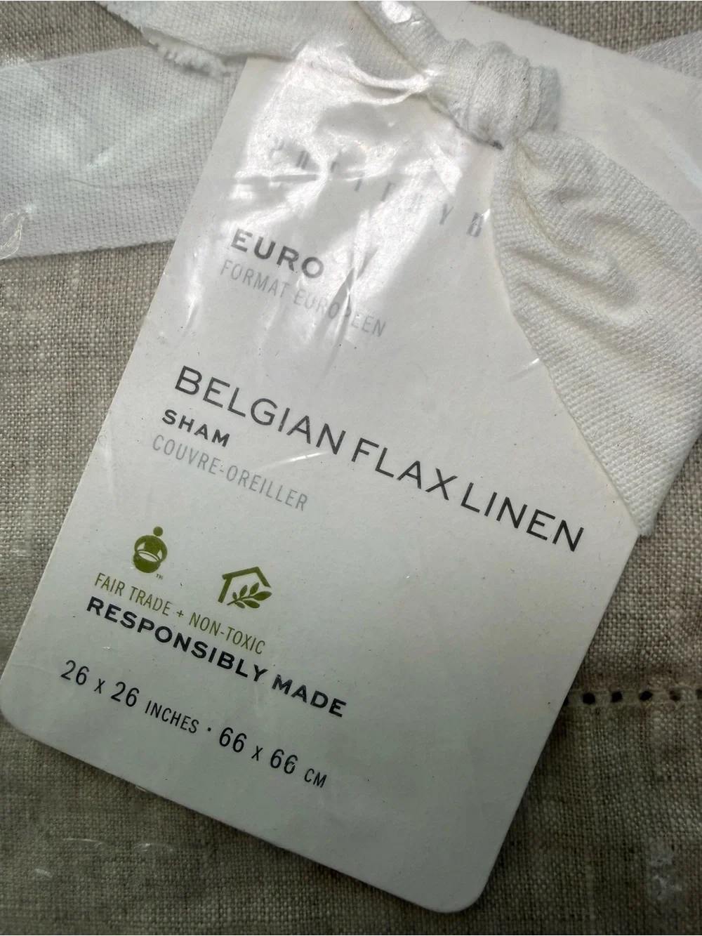 Pottery Barn Belgian Flax Linen Sham Euro Flax Pillow NEW